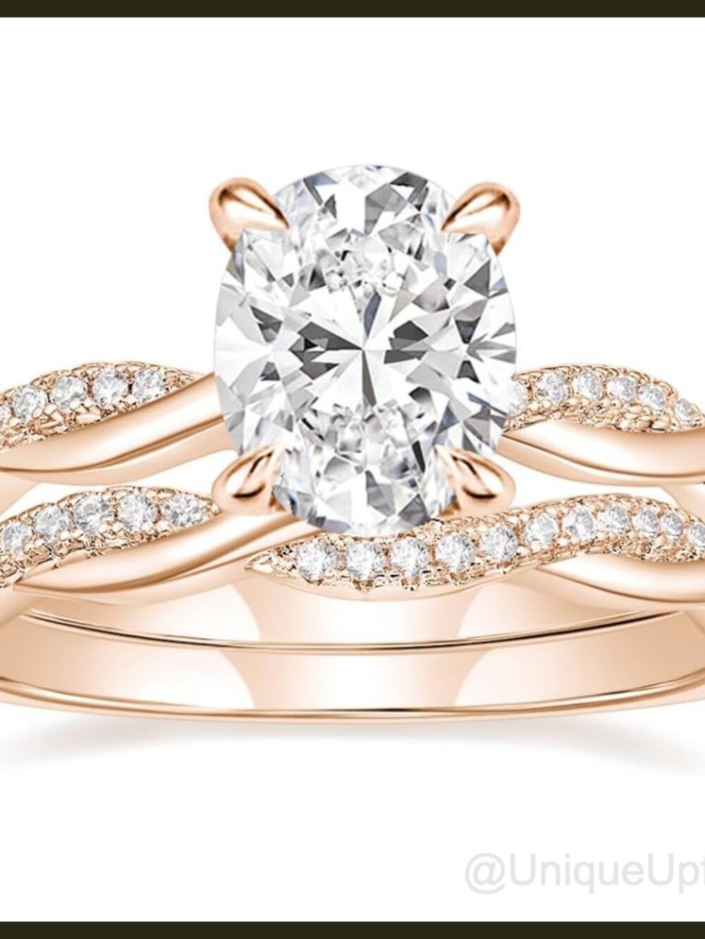 3ct Oval Cut CZ Gold Plated Bridal Ring Set